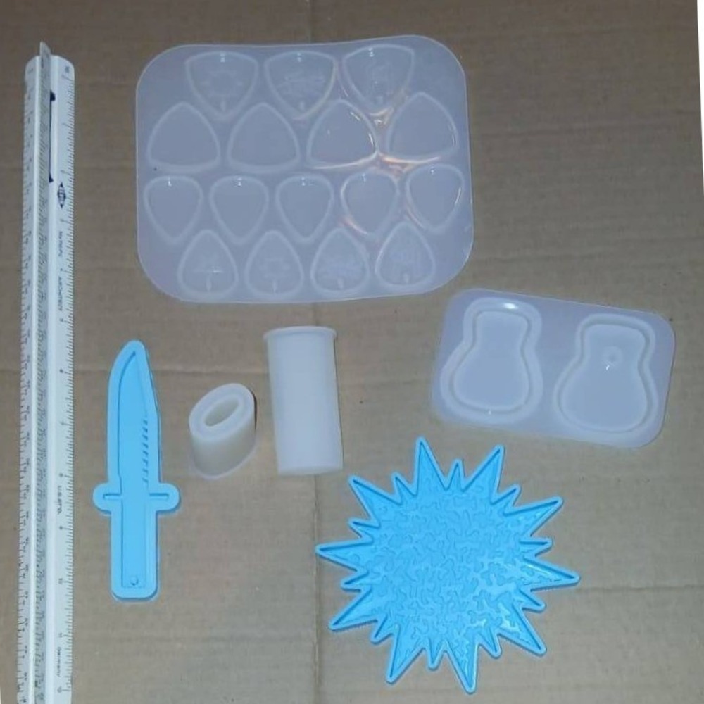 Silicone Resin Mold Bundle Guitar Picks Dagger Starburst Cylinders 6pc Set